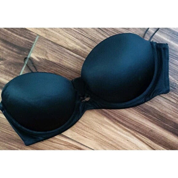 Maidenform Comfort Devotion Strapless Bra Sz 34D Black Underwired Padded 09458 - Picture 1 of 6